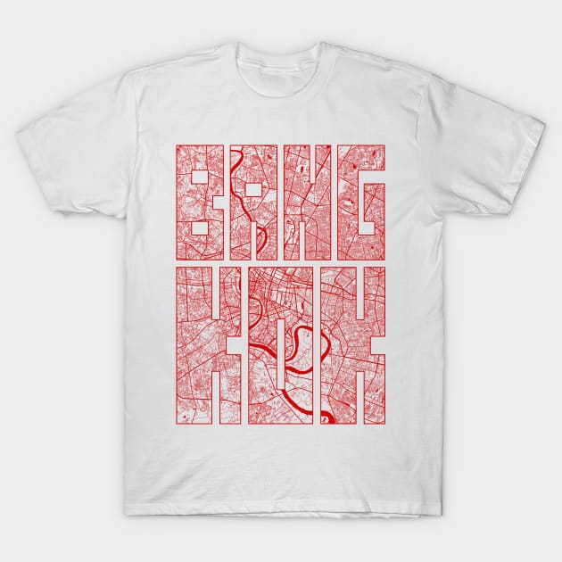 Bangkok, Thailand City Map Typography - Oriental T-Shirt by deMAP Studio